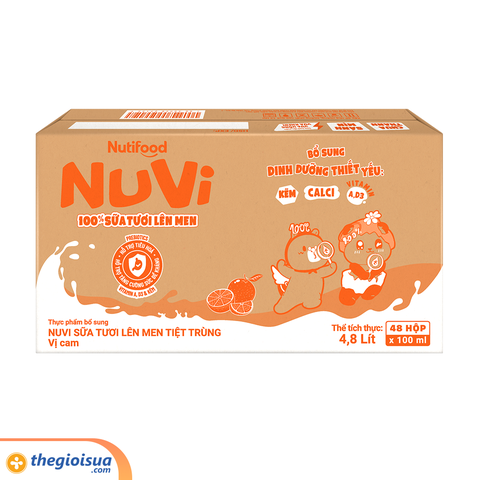 Sữa Tươi Lên Men Tiệt Trùng NUVI Vị Cam 4x100ml