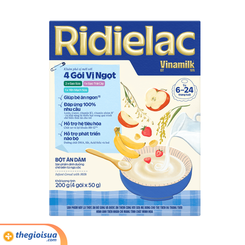 Bột Ăn Dặm Ridielac Gold 4 gói 3 vị ngọt 4*50g