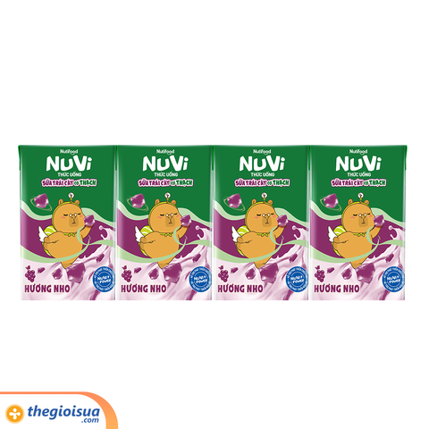 Sữa uống trái cây Nuvi Nho có thạch hộp 100ml