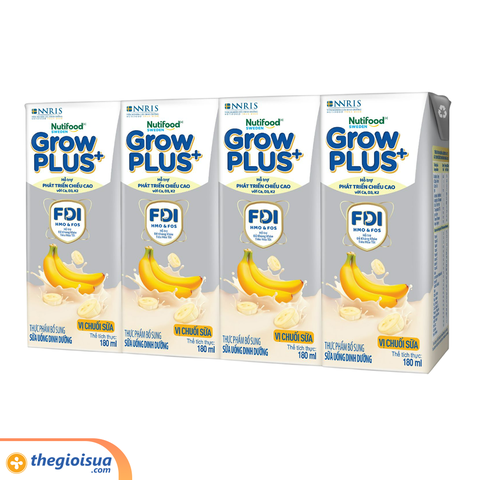 Sữa Pha Sẵn GrowPlus+ Vị chuối sữa Hộp 180ml