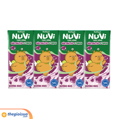 Sữa uống trái cây Nuvi Nho có thạch hộp 170ml