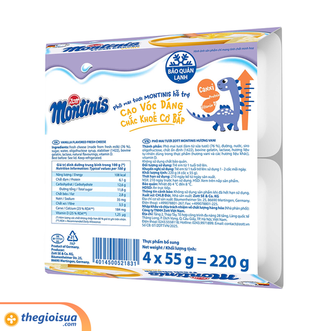 Phô mai tươi Montinis vị Vani 4x55g