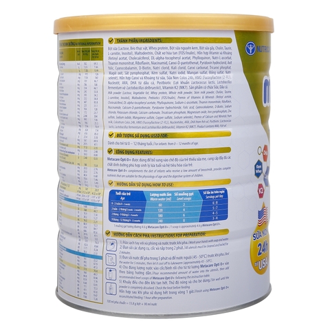 Sữa bột Metacare Opti 0+ 800g cho bé 0-12 tháng (Vàng)