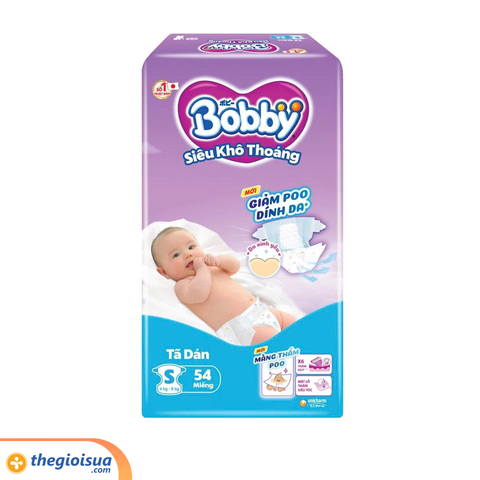Tã dán Bobby Siêu Thấm - Khô Thoáng size S54 (4-8kg)