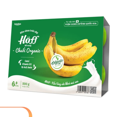 Sữa chua hoa quả Hoff vị chuối Organic 6 hộp x 55g