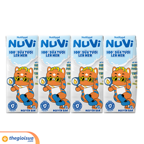 Sữa Tươi Lên Men Tiệt Trùng NUVI Vị Nguyên Bản 4x170ml