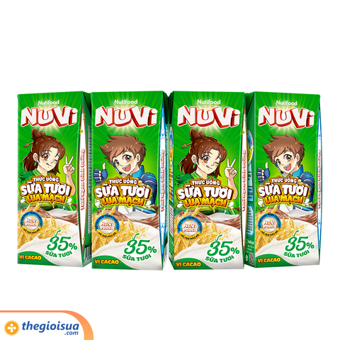 Sữa Tươi Lúa Mạch Nuvi Cacao hộp 180ml