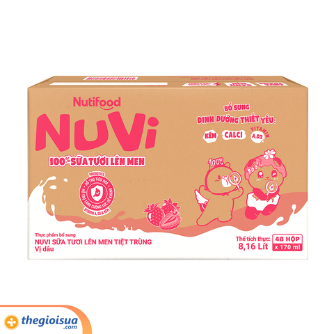 Sữa Tươi Lên Men Tiệt Trùng NUVI Vị Dâu 4x170ml