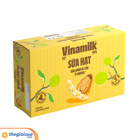 Sữa hạt đậu nành óc chó Vinamilk ít đường hộp 180ml
