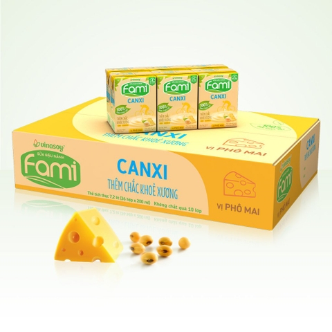 Sữa đậu nành Fami Canxi vị phô mai lốc  6x200ml - thùng 6 lốc