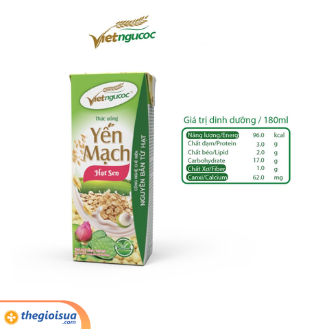 Thức uống yến mạch hạt sen Việt ngũ cốc 180ml