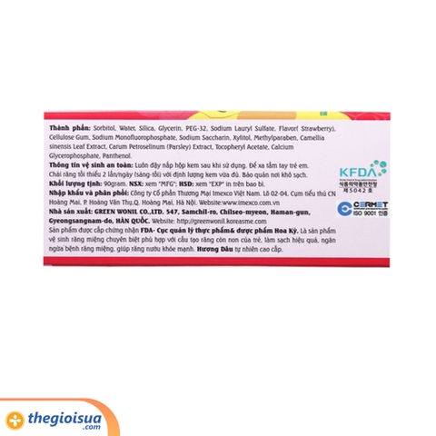 Kem đánh răng trẻ em Bee (Hương dâu) cho bé trên 2 tuổi