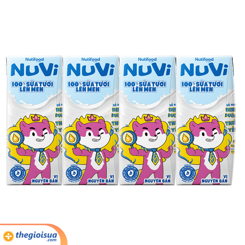Sữa Tươi Lên Men Tiệt Trùng NUVI Vị Nguyên Bản 4x170ml