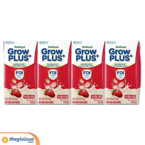 Sữa Pha Sẵn GrowPlus+ Vị Dâu sữa Hộp 110ml