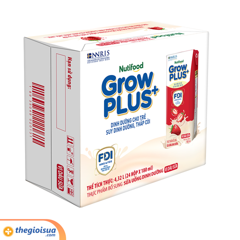 Sữa Pha Sẵn GrowPlus+ Vị Dâu sữa Hộp 180ml