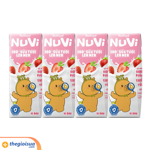 Sữa Tươi Lên Men Tiệt Trùng NUVI Vị Dâu 4x170ml
