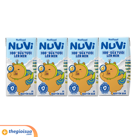 Sữa Tươi Lên Men Tiệt Trùng NUVI Vị Nguyên Bản 4x100ml