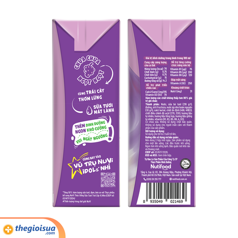 Sữa tươi trái cây tươi NuVi Nho Hộp 110ml