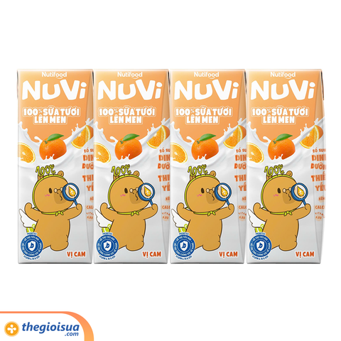 Sữa Tươi Lên Men Tiệt Trùng NUVI Vị Cam 4x170ml