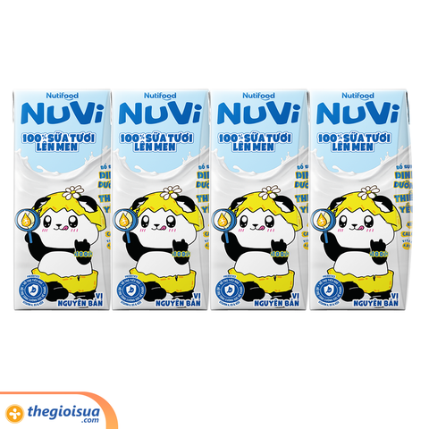 Sữa Tươi Lên Men Tiệt Trùng NUVI Vị Nguyên Bản 4x170ml