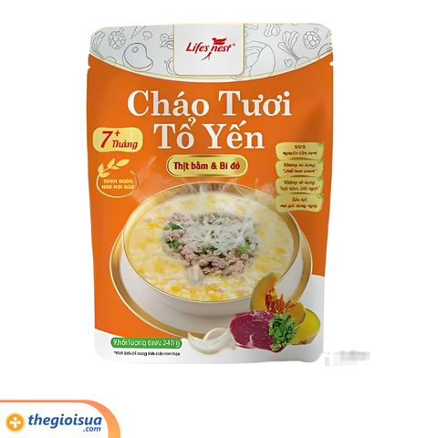 LifesNest - Cháo tươi tổ yến thịt bằm bí đỏ gói 240g