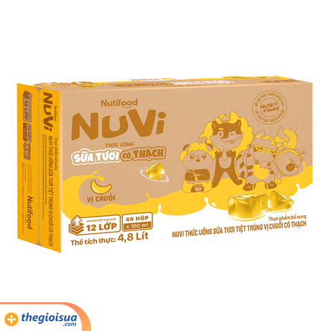 Sữa Tươi NUVI có thạch vị Chuối hộp 100ml