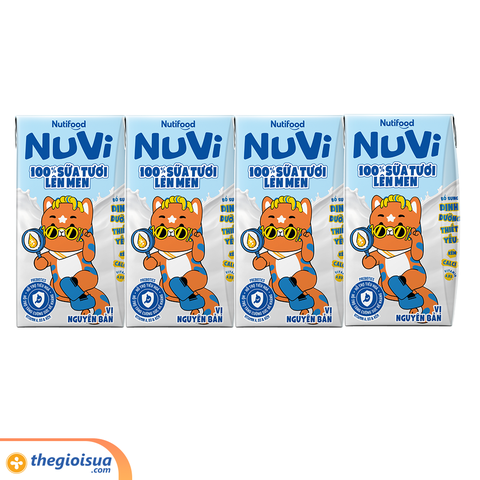 Sữa Tươi Lên Men Tiệt Trùng NUVI Vị Nguyên Bản 4x100ml