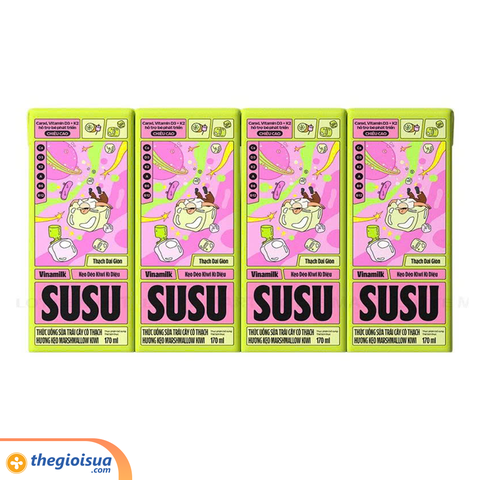Thức uống trái cây hương kẹo marshmallow kiwi có thạch VNM SuSu hộp 170ml