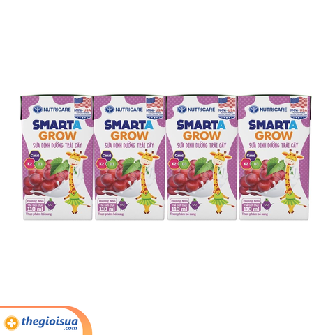 Sữa dinh dưỡng trái cây Smarta Grow hương nho 4x110ml