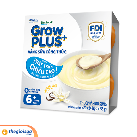 Váng sữa công thức sữa non GrowPLus+ Vanilla ( Bạc) Lốc 4x55g
