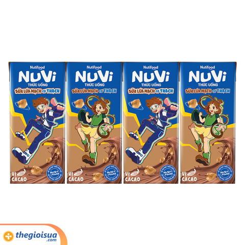 Sữa uống NuVi lúa Mạch cacao có thạch hộp 170 ml