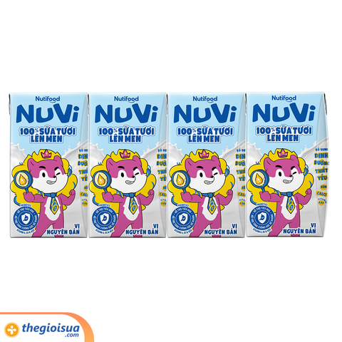 Sữa Tươi Lên Men Tiệt Trùng NUVI Vị Nguyên Bản 4x100ml