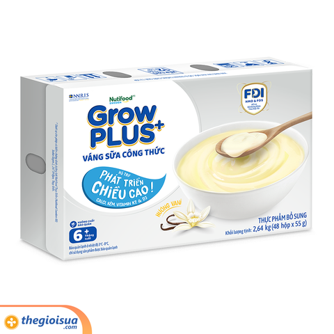 Váng sữa công thức sữa non GrowPLus+ Vanilla ( Bạc) Lốc 4x55g