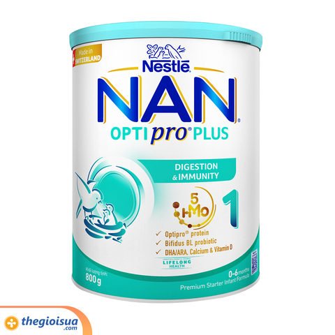 Sữa bột Nan Optipro Plus 1 800g mẫu mới hàng nhập khẩu sản xuất tại Thuỵ Sĩ