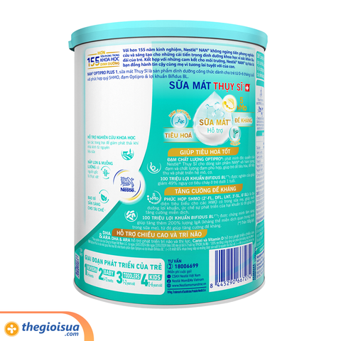 Sữa bột Nan Optipro Plus 1 800g mẫu mới hàng nhập khẩu sản xuất tại Thuỵ Sĩ