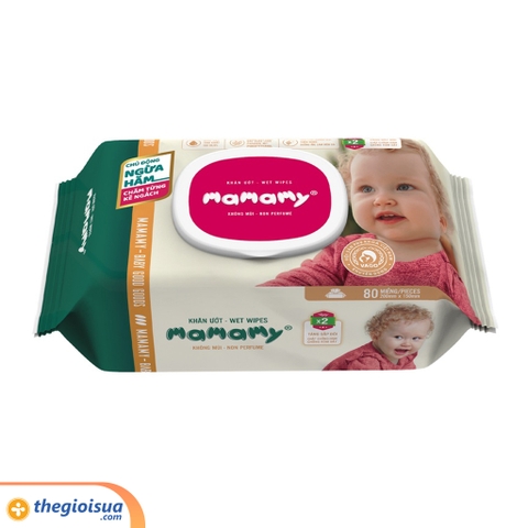 Giấy ướt Mamamy xanh 80 tờ nắp nhựa