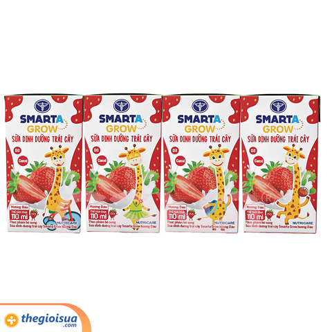 Sữa dinh dưỡng trái cây Smarta Grow hương dâu 4x110ml