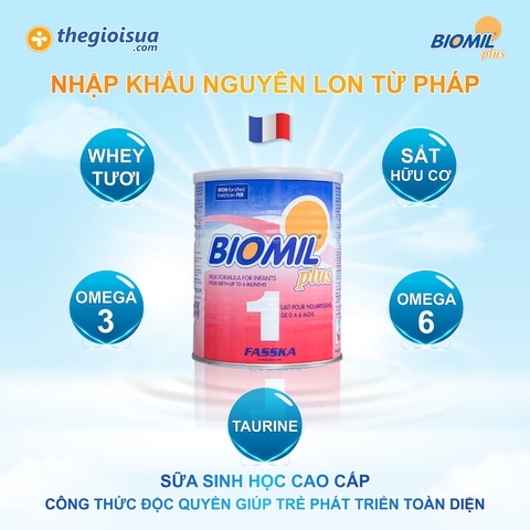 Sữa bột Biomil Plus 1 800g cho bé 0-6 tháng
