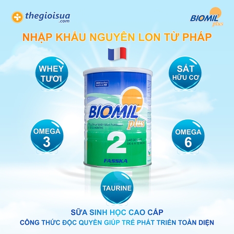 Sữa bột Biomil Plus 2 800g cho bé trên 6 tháng