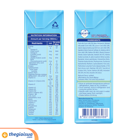 Sữa dinh dưỡng pha sẵn Aptamil Kid 180ml (Từ 1 tuổi)