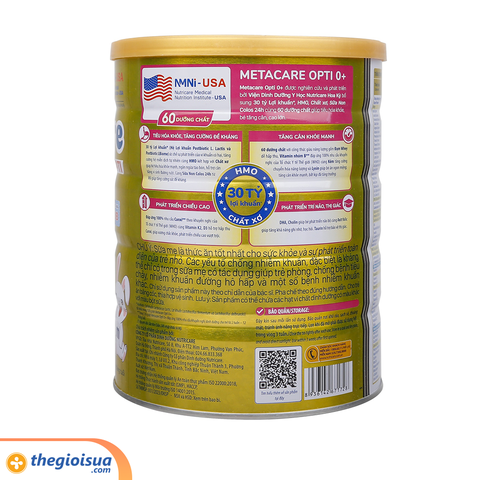 Sữa bột Metacare Opti 0+ 800g cho bé 0-12 tháng (Vàng)