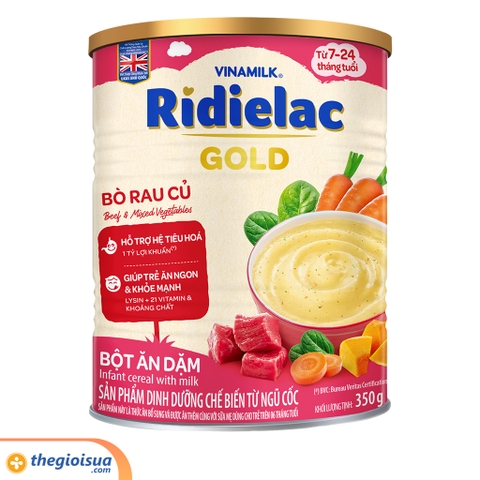 Bột ăn dặm Ridielac Gold Bò rau củ hộp thiếc 350g