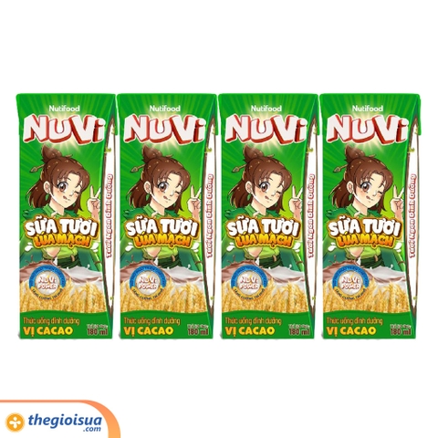Sữa Tươi Lúa Mạch Nuvi Cacao hộp 180ml