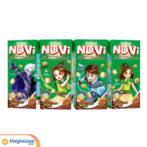 Sữa uống NuVi lúa Mạch cacao có thạch hộp 170 ml