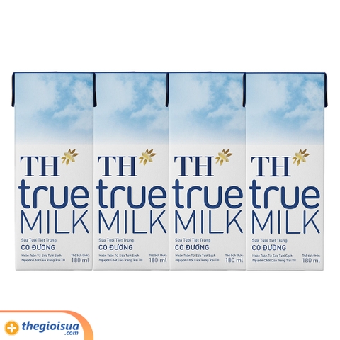 Sữa tươi tiệt trùng TH có đường lốc 4x180ml