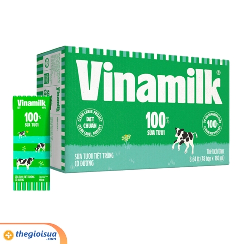 Sữa tươi tiệt trùng Vinamilk 100% có đường 180ml