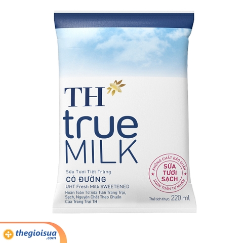 Sữa tươi tiệt trùng TH có đường bịch 220ml