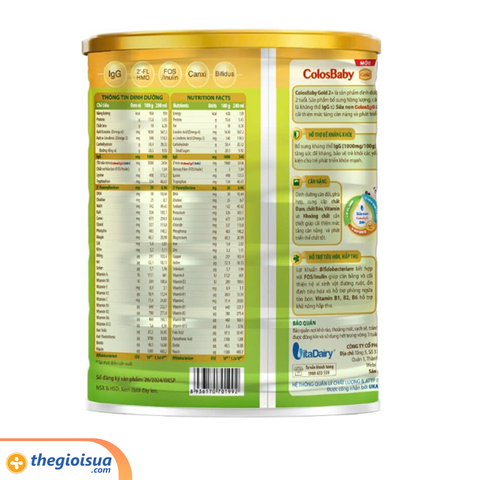 Sữa bột dinh dưỡng Colos Baby Gold 2+ 800g