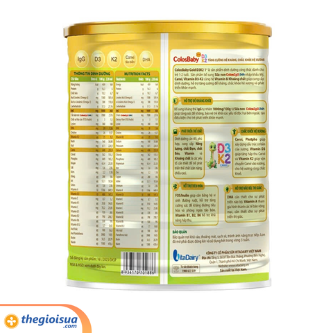 Sữa bột dinh dưỡng công thức ColosBaby Gold D3K2 1+ 800g