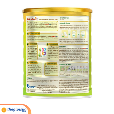 Sữa bột dinh dưỡng công thức ColosBaby Gold D3K2 1+ 800g